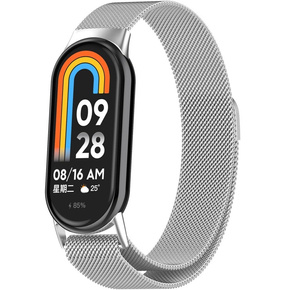 Міланський ремінець-браслет з чохлом для Xiaomi Smart Band 8, сріблястий