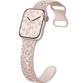 Силіконовий ремінець Apple Watch 1/2/3/4/5/6/7/8/SE 38/40/41/mm, Leopard, рожевий