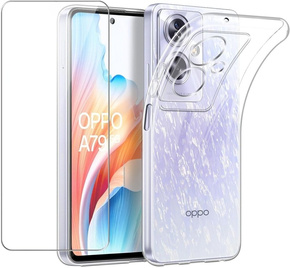 Тонкий чохол для Oppo A79 5G, прозорий + скло 9H