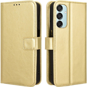 Футляр з клапаном для Samsung Galaxy M35, Crazy Horse Wallet, золотий