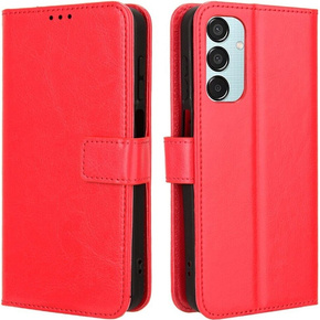 Футляр з клапаном для Samsung Galaxy M35, Crazy Horse Wallet, червоний