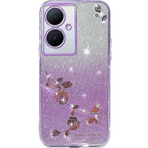 Чохол для Oppo A79 5G, Glitter Flower, фіолетовий