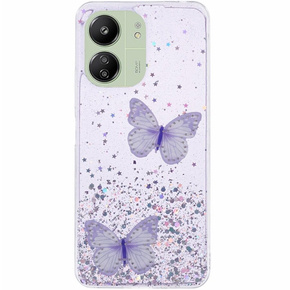 Чохол для Xiaomi Redmi 13C / Poco C65, Glitter Butterfly, фіолетовий