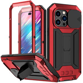 Чохол для iPhone 14 Pro, R-JUST CamShield Slide, броньований, червоний / чорний