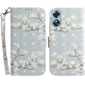 Чохол-книжка для Oppo A17, Light Spots Decor, flowers magnolia, сірий