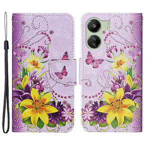 Чохол-книжка для Xiaomi Redmi 13C / Poco C65, Wallet, Flowers and Butterflies, фіолетовий