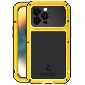 Чoхол Love Mei до iPhone 14 Pro, armored with glass, жовтий