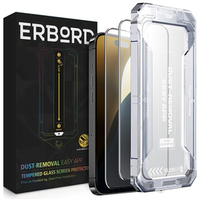 2x Скло захисне загартоване для iPhone 16 Pro, ERBORD Easy App Full Screen Protector