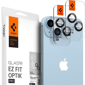 2x Spigen OPTIK.TR "EZ FIT", Захисне скло на камеру до iPhone 14 / 14 Plus, Black