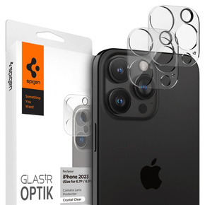 2x Spigen OPTIK.TR "EZ FIT", Захисне скло на камеру до iPhone 15 Pro / Pro Max