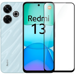 3D загартоване скло для Xiaomi Redmi 13, чорна рамка