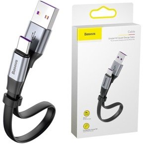 BASEUS Плоский Кабель USB Type-C SC5A/QC3.0 23cm - Black