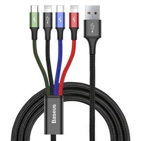 BASEUS 4в1 Кабель Type-C / 2xLightning / MicroUsb 1.2M 3.5A - Black