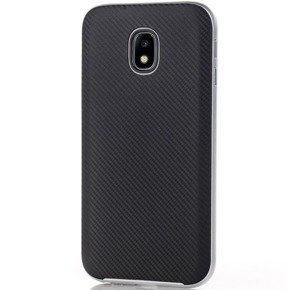 Srebrne Etui Neo Hybrid Carbon Case Samsung Galaxy J3 2017