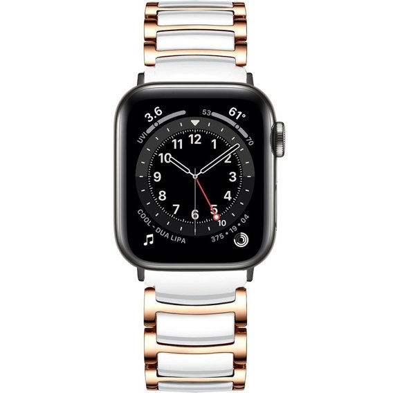 Браслет Stainless Segments до Apple Watch 1/2/3/4/5/6/7/SE 38/40MM - Rose Gold/White