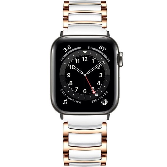 Браслет Stainless Segments до Apple Watch 1/2/3/4/5/6/7/SE 42/44MM - Rose Gold/White