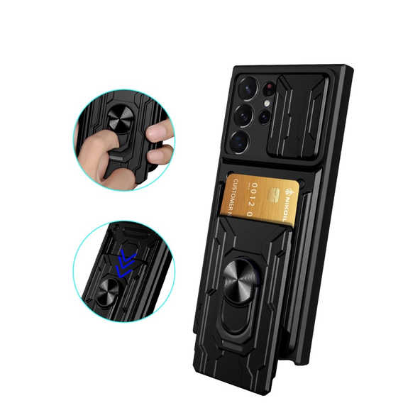 Броньований чохол для Samsung Galaxy S24 Ultra, Camera Slide Card Slot, чорний