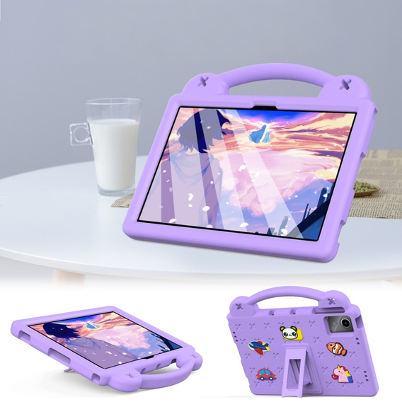 Дитячий чохол для планшета DOOGEE T30 Pro, Cute Patterns, з підставкою, фіолетовий