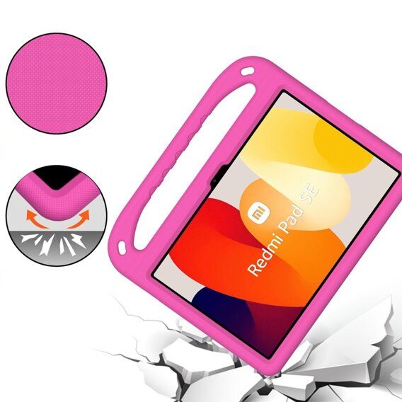 Дитячий чохол для Xiaomi Redmi Pad SE, дитячий чохол з ручкою, рожевий
