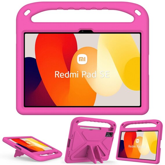 Дитячий чохол для Xiaomi Redmi Pad SE 11", дитячий чохол з ручкою, рожевий