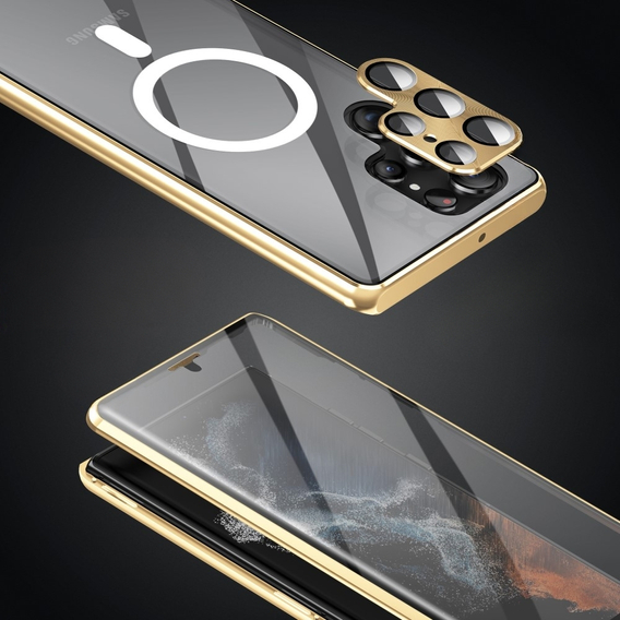 Магнітний чохол Dual Glass MagSafe для Samsung Galaxy S24 Ultra, золотий