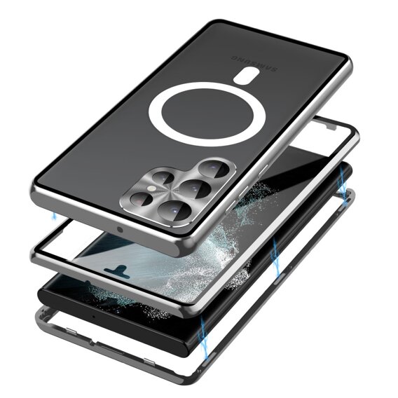 Магнітний чохол Dual Glass MagSafe для Samsung Galaxy S24 Ultra, сріблястий