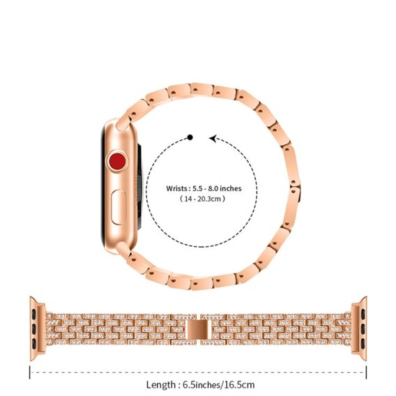 Металический браслет с чехлом для часов Apple Watch 4/5/6/SE 40mm, Rose Gold