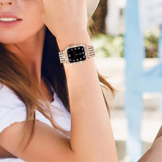 Металический браслет с чехлом для часов Apple Watch 4/5/6/SE 40mm, Rose Gold