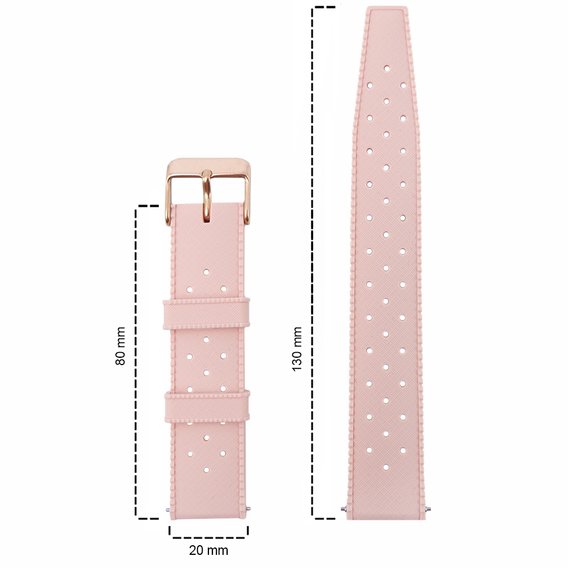 Універсальний силіконовий ремінець ERBORD 20mm, Tropic, ružový / ružová zlatá pracka