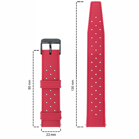 Універсальний силіконовий ремінець ERBORD 22mm, Tropic, červený / čierna pracka