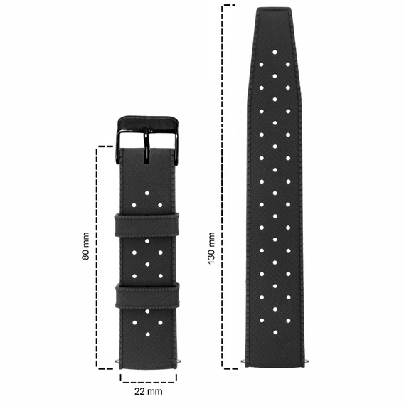 Універсальний силіконовий ремінець ERBORD 22mm, Tropic, čierny / čierna pracka