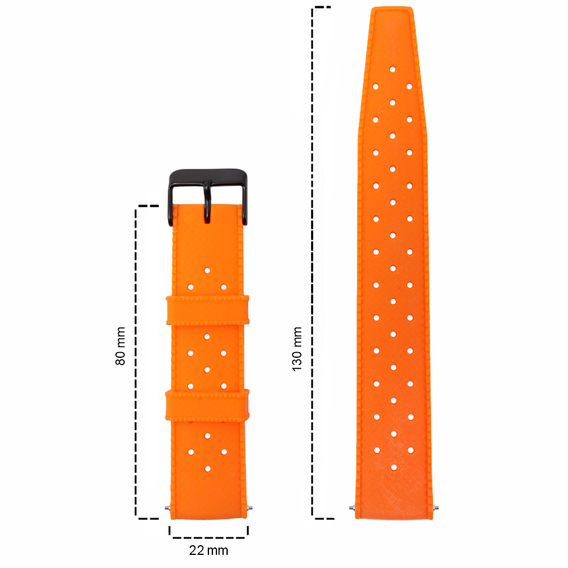 Універсальний силіконовий ремінець ERBORD 22mm, Tropic, oranžový / čierna pracka