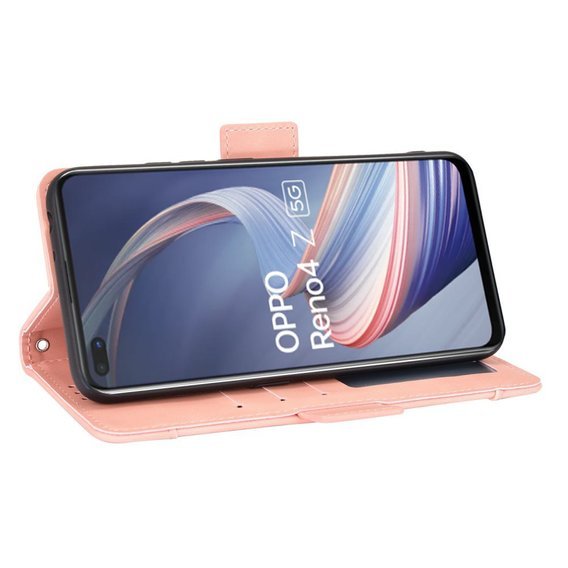 Футляр з клапаном для Oppo Reno 4 Z 5G, Card Slot, рожевий
