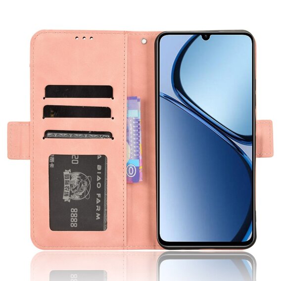 Футляр з клапаном для Realme C61, Card Slot, рожевий