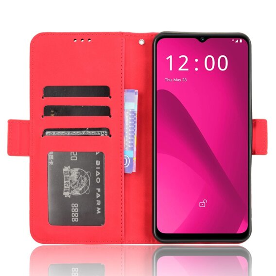 Футляр з клапаном для T Phone 2 5G, Card Slot, червоний