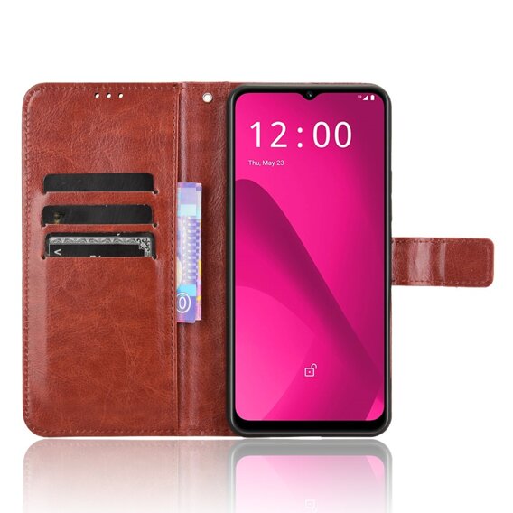 Футляр з клапаном для T Phone 2 5G, Crazy Horse Wallet, коричневий