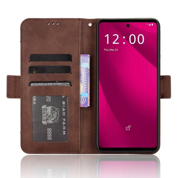 Футляр з клапаном для T Phone 2 Pro 5G, Card Slot, коричневий