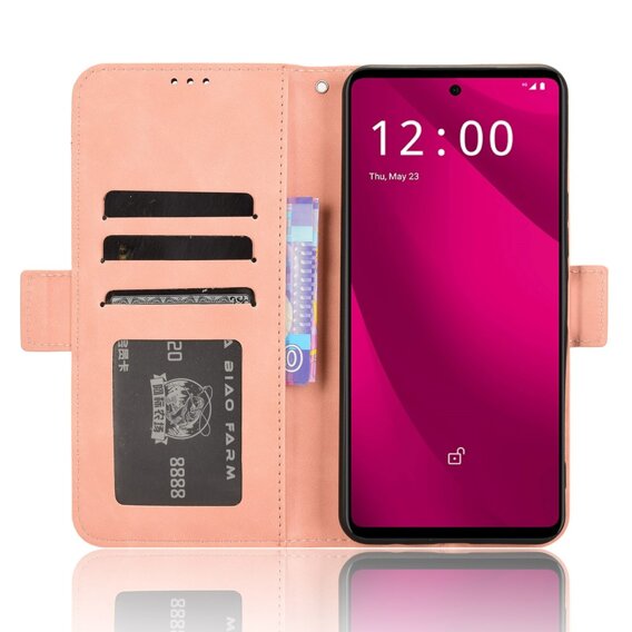 Футляр з клапаном для T Phone 2 Pro 5G, Card Slot, рожевий