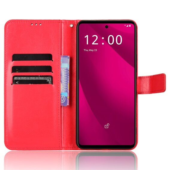 Футляр з клапаном для T Phone 2 Pro 5G, Crazy Horse Wallet, червоний