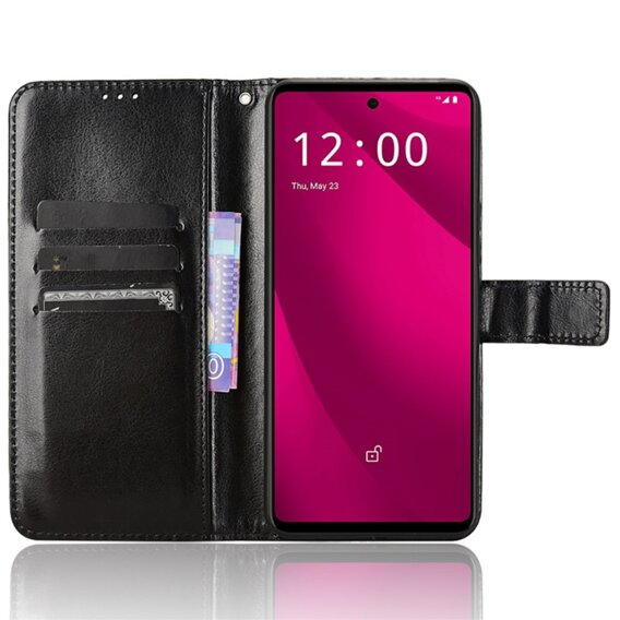 Футляр з клапаном для T Phone 2 Pro 5G, Crazy Horse Wallet, чорний