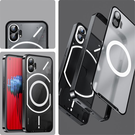 Чохол для Nothing Phone (2), для MagSafe із захистом камери, прозорий/чорний