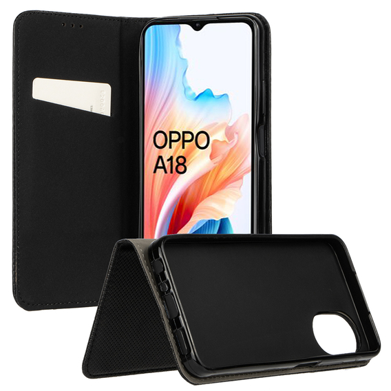 Чохол для Oppo A18 4G / A38 4G, Smart Magnet, чорний + скло 9H