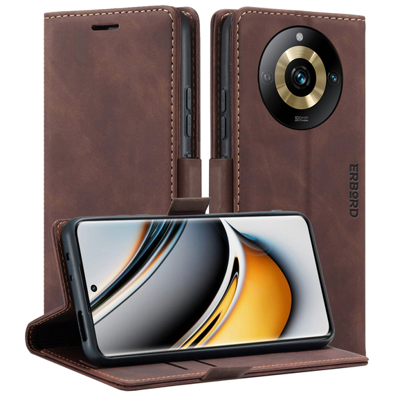 Чохол для Realme 11 Pro 5G / Pro+ 5G, ERBORD Vintage, гаманець з клапаном, кава