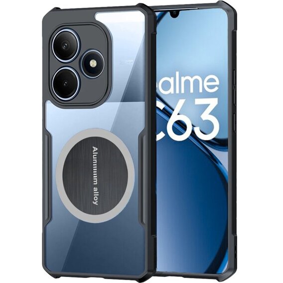 Чохол для Realme C63, з магнітною пластиною, прозорий / чорний