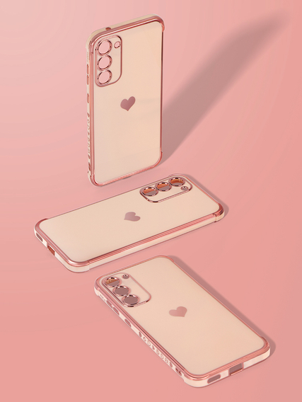 Чохол для Samsung Galaxy S23, Electro heart, рожевий rose gold + Full Glue Ceramic Glass