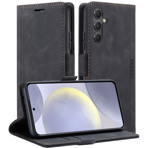 Чохол для Samsung Galaxy S24, ERBORD Vintage, гаманець з клапаном, чорний