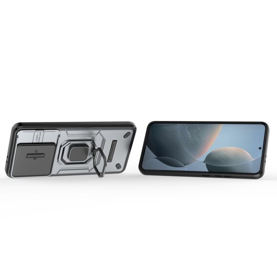 Чохол для Xiaomi Poco F6 Pro, KickStand Camera Lens, сірий