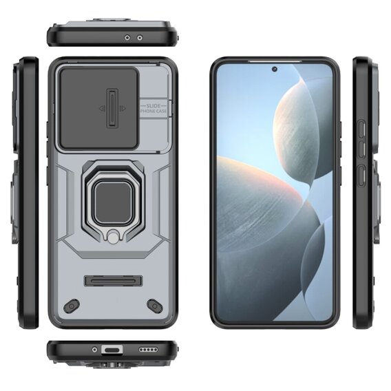Чохол для Xiaomi Poco F6 Pro, KickStand Camera Lens, сірий