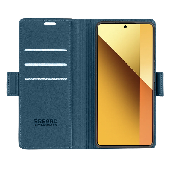 Чохол для Xiaomi Redmi Note 13 5G, ERBORD Glossy Litchi, гаманець з клапаном, м'яти