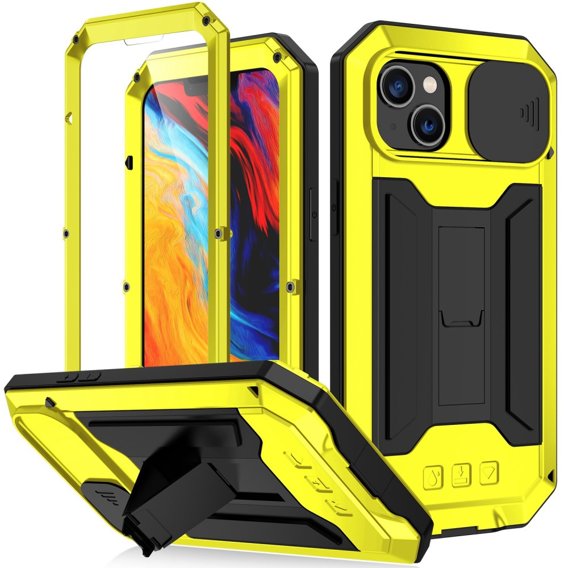 Чохол для iPhone 14 Plus, R-JUST CamShield Slide, броньований, жовтий / чорний